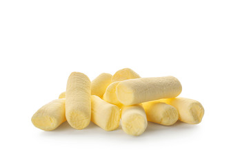 Tasty marshmallows on white background