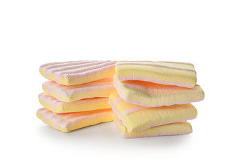 Tasty marshmallows on white background
