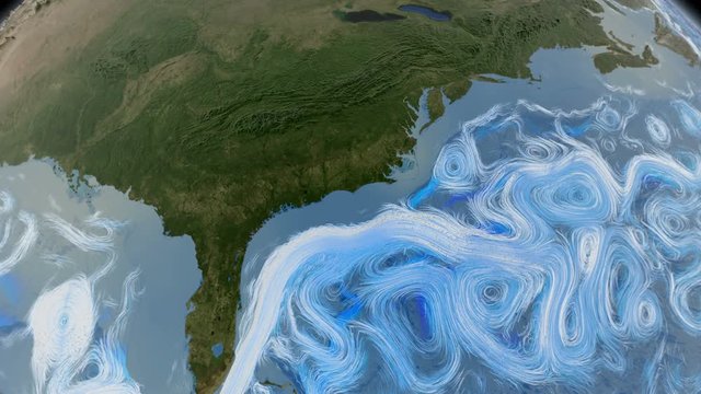Graphic representation of ocean currents in the east coast of United States. Elements of this image furnished by NASA