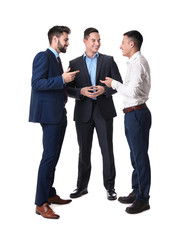 Young businessmen on white background