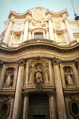 Fototapeta na wymiar The church of San Carlo alle Quattro Fontane, church of Rome, by Francesco Borromini