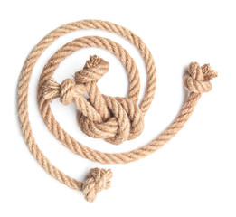 Ropes with knots on white background