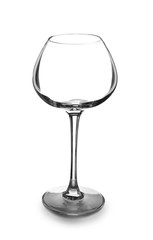 Empty wineglass on white background