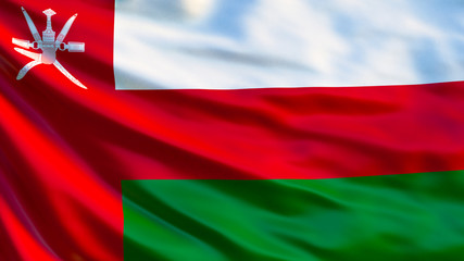 Oman flag. Waving flag of Oman 3d illustration