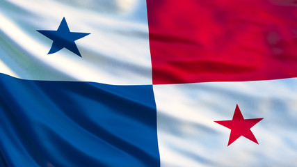 Panama flag. Waving flag of Panama 3d illustration