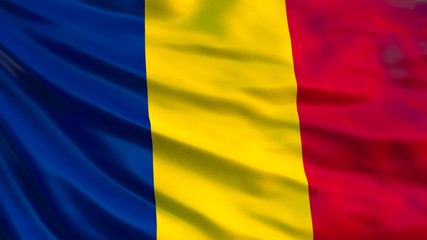 Romania flag. Waving flag of Romania 3d illustration