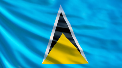 Saint Lucia flag. Waving flag of Saint Lucia 3d illustration