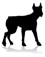 A detailed animal silhouette of a pet dog