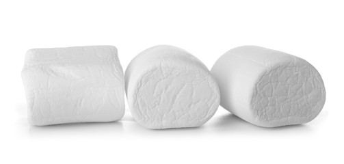 Tasty marshmallows on white background