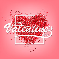 Valentine's Day Poster of Holiday Card. Vector Illustration.