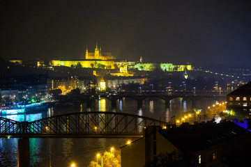 Fototapeta na wymiar Night Prague view on Castle