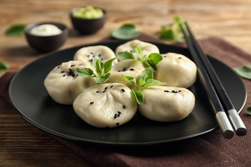 Tasty Chinese dumplings on plate