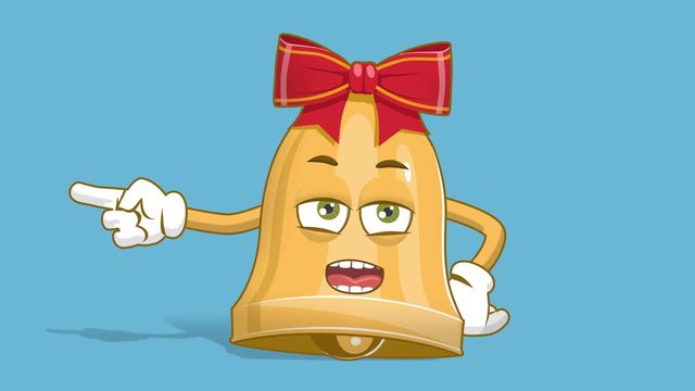 Cartoon Christmas Bell Left Pointer Grumble Speak with Face Animation Alpha Matte