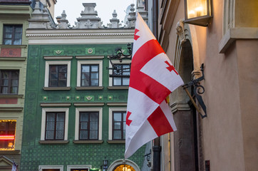 Polish flag on the building