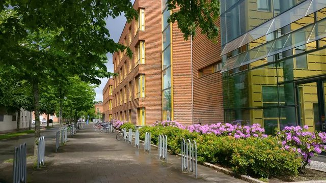 Buildings in Quiet Swedish Town During Summer in J&ouml;nk&ouml;ping