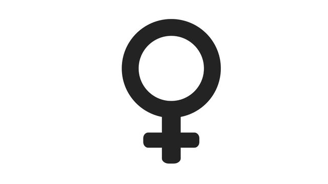 Female symbol icon in and out animation black color. International Women's Day. Women rights. Women sign animation.