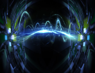 wave energy, wave propagation in space, abstract illustration