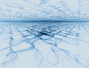 Abstract image of a water surface, 3d illustration of a ripple on water.