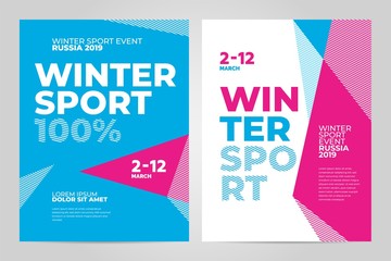 Layout poster template design for winter sport event, tournament or championship. 2019 trend.