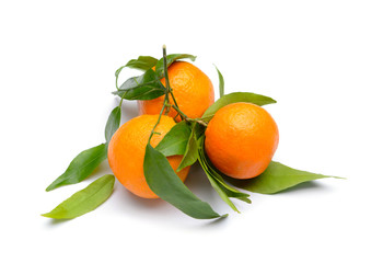 Tasty juicy tangerines on white background