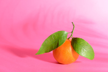 Tasty juicy tangerine on color background