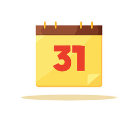 Thirty First Calendar Day Card Vector Illustration