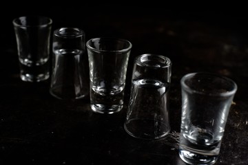 Shot glasses for vodka or tequila drink
