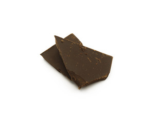 Pieces of chocolate isolated on white background