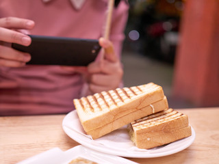 Street food at night - sandwhich