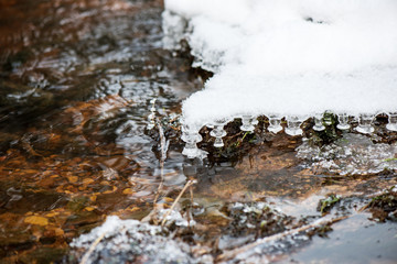 forest river in winter. Amata in Latvia