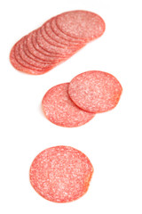 German salami sausage isolated on white background