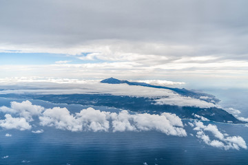 Landscape of tenerife island with teide volcano from the sky