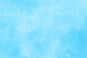 Colorful winter blue ink and watercolor textures on white paper background. Paint leaks and ombre effects. Hand painted abstract image.