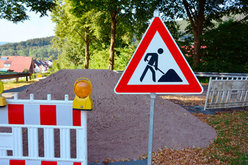 Baustelle und Straßensperre