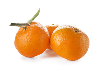 Tasty juicy tangerines on white background