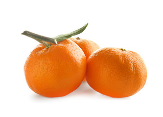 Tasty juicy tangerines on white background