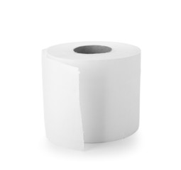 Rolls of toilet paper on white background
