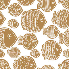 Cute gold fish. Cute vector seamless pattern.