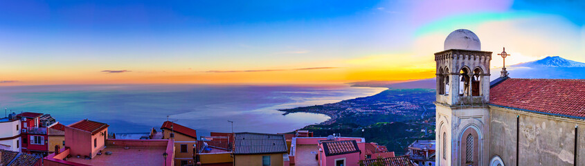 Castelmola wide panorama COASTLINE ETNA