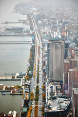 Fototapeta na wymiar New York cloudy day of November skyscrape view