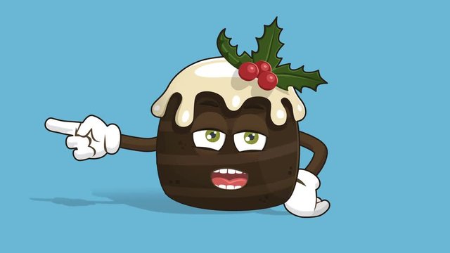 Cartoon Christmas Cake Left Pointer Grumble Speak with Face Animation Alpha Matte