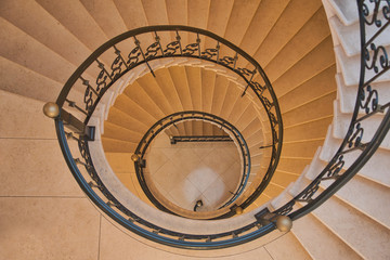 yellow art deco staircase