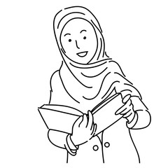 Muslim women wearing hijab Cartoon vector illustration