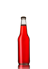 full bottle of beer on a white background