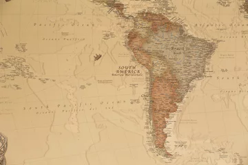 Ancient geographic map of south America with names of the countries © stefanocapra
