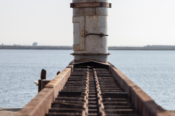 Cadena transportadora de silo en el muelle para la descarga de barcos de producto a granel