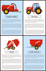 Obraz premium Agriculture Machinery Tractor, Grain Trailer Baler