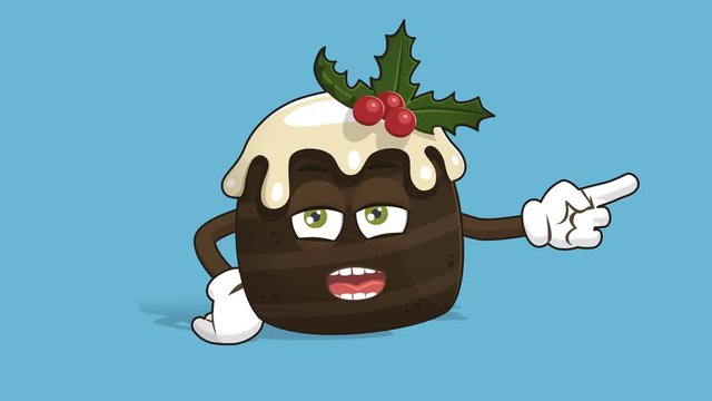 Cartoon Christmas Cake Right Pointer Grumble Speak with Face Animation Alpha Matte