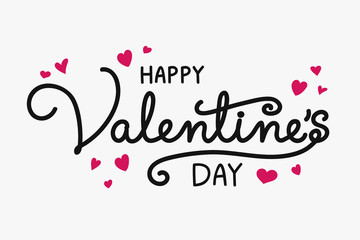 Happy Valentine's Day greeting card with hand drawn hearts. Vector