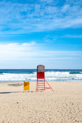 Sand beach and blue sky. Gangwon-do Beach, Republic of Korea.